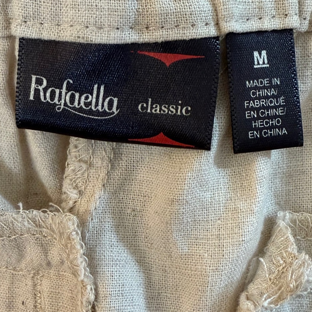 Rafaella Beige Classic Higher Rise Wide Leg Comfort Waist Linen Pants - Picture 7 of 7